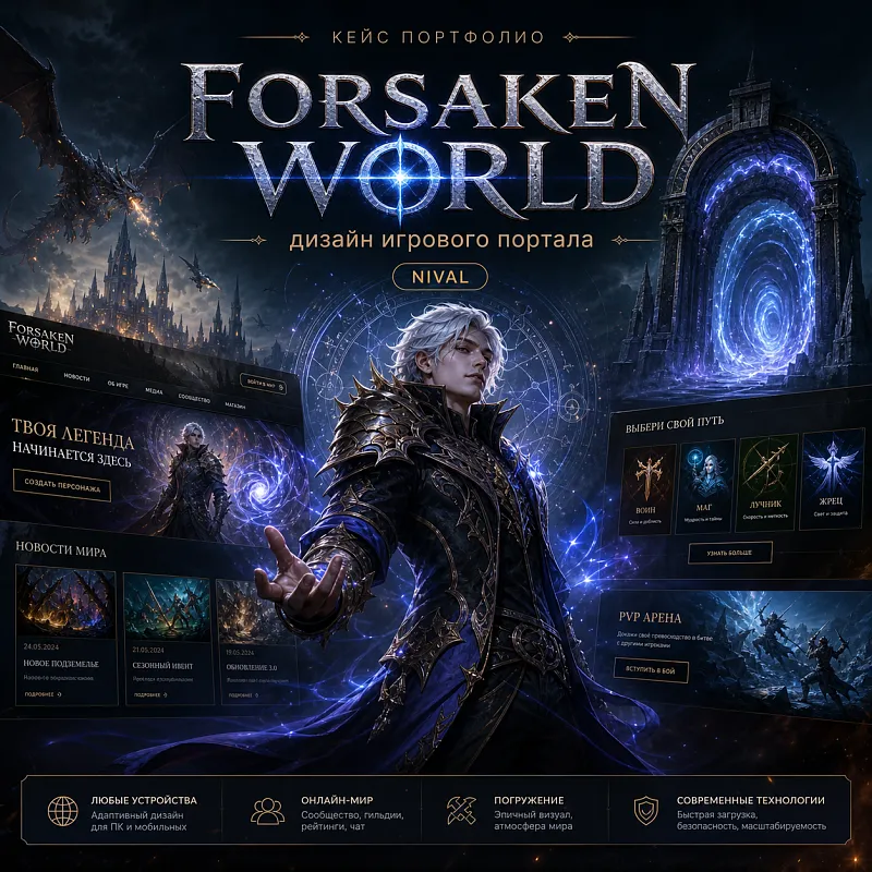 Дизайн игрового портала Forsaken World