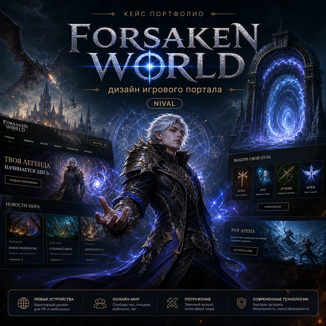 Дизайн игрового портала Forsaken World