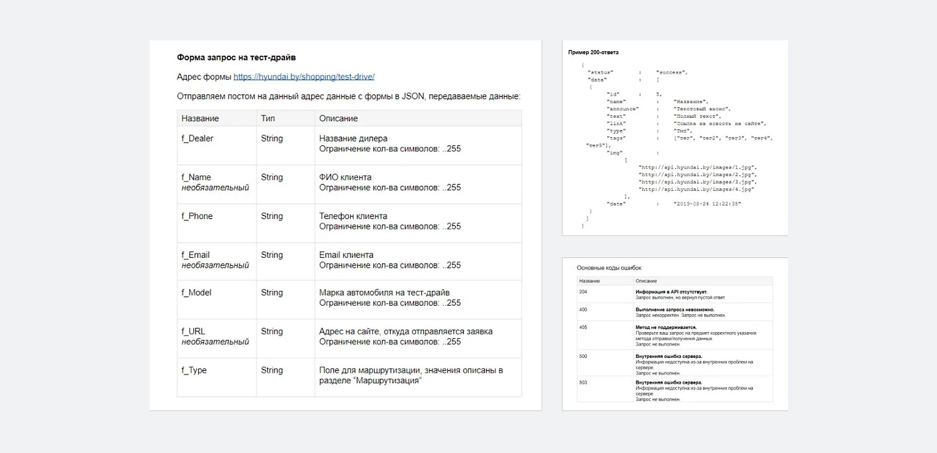 Структура обмена данными